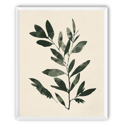 Dark green leaves on cream