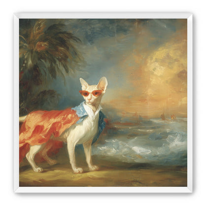 Sunglasses cat at the shore