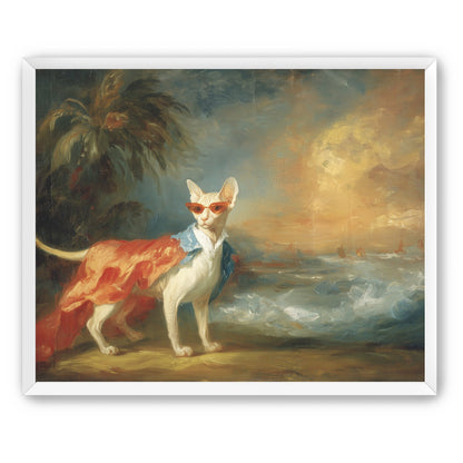 Sunglasses cat at the shore