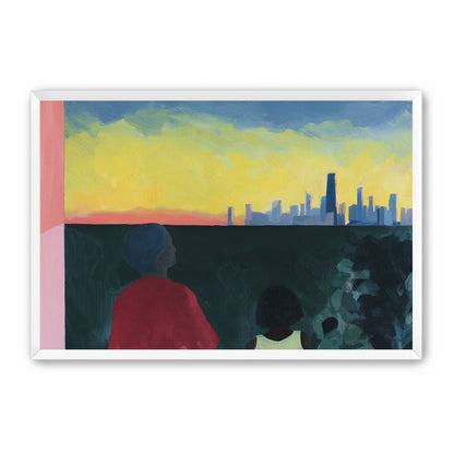 Yellow sky over the skyline