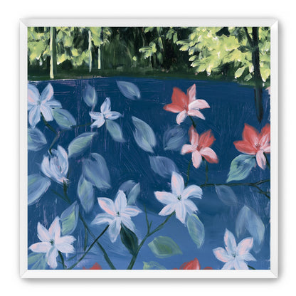 Coral flowers on dark water
