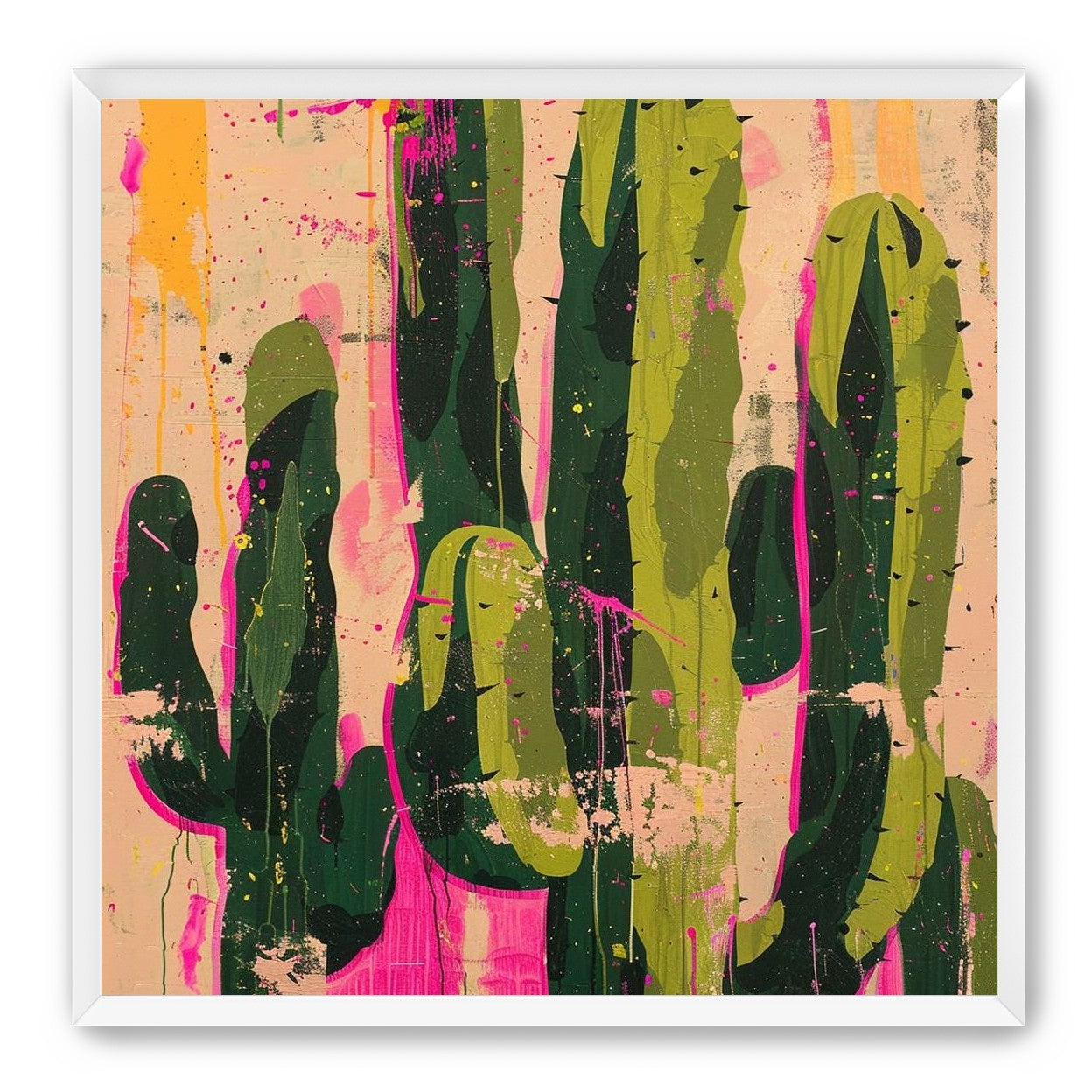 Cacti within pink drips