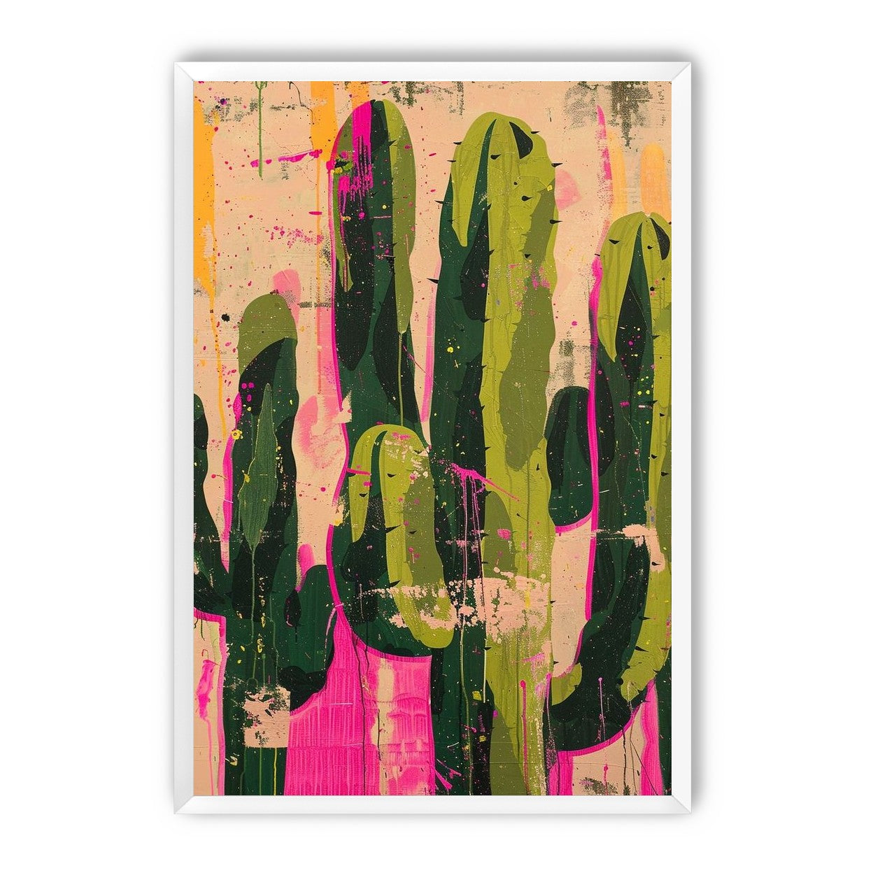 Cacti within pink drips