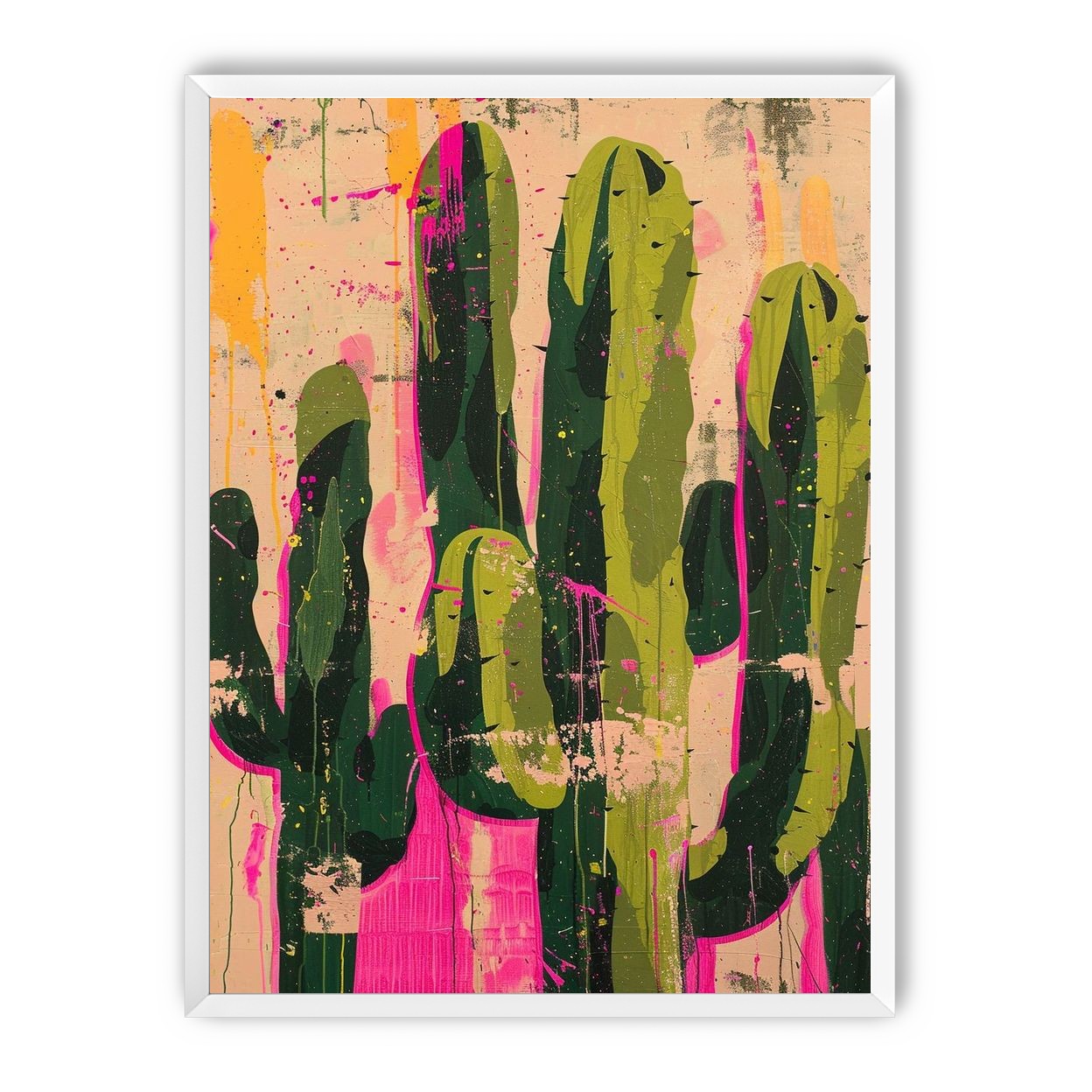 Cacti within pink drips
