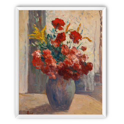 Flowers within a tall vase