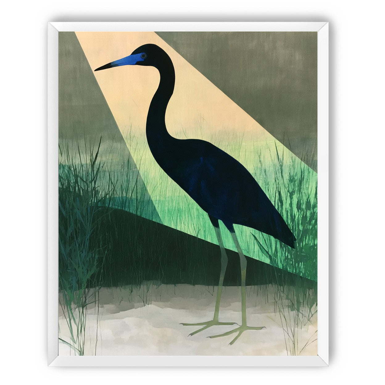 Blue beak in green light