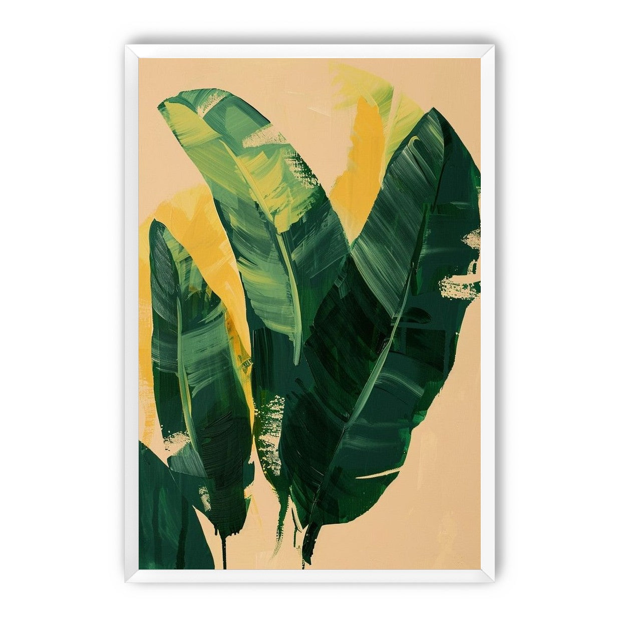 Green leaves in warm haze