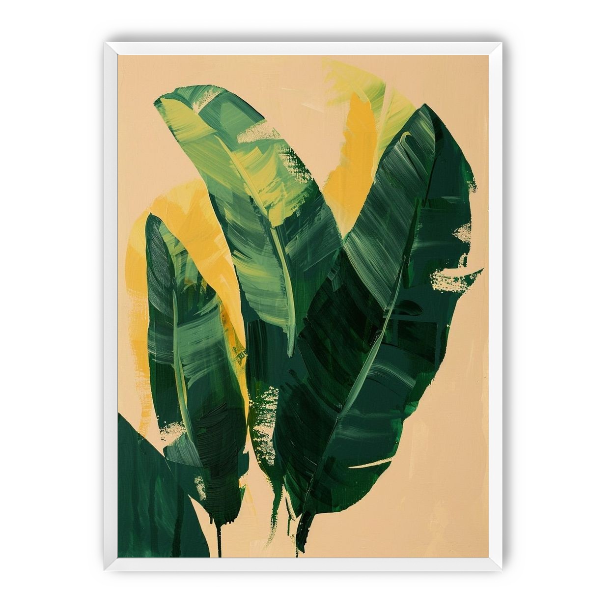 Green leaves in warm haze