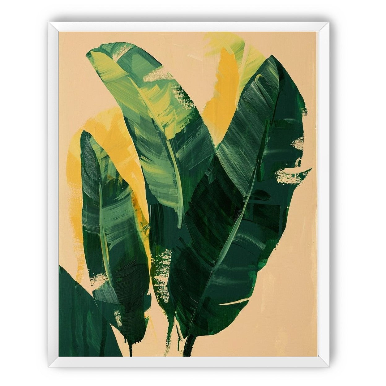 Green leaves in warm haze