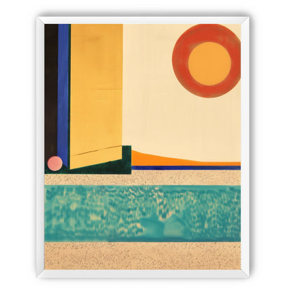 Red sun over turquoise water