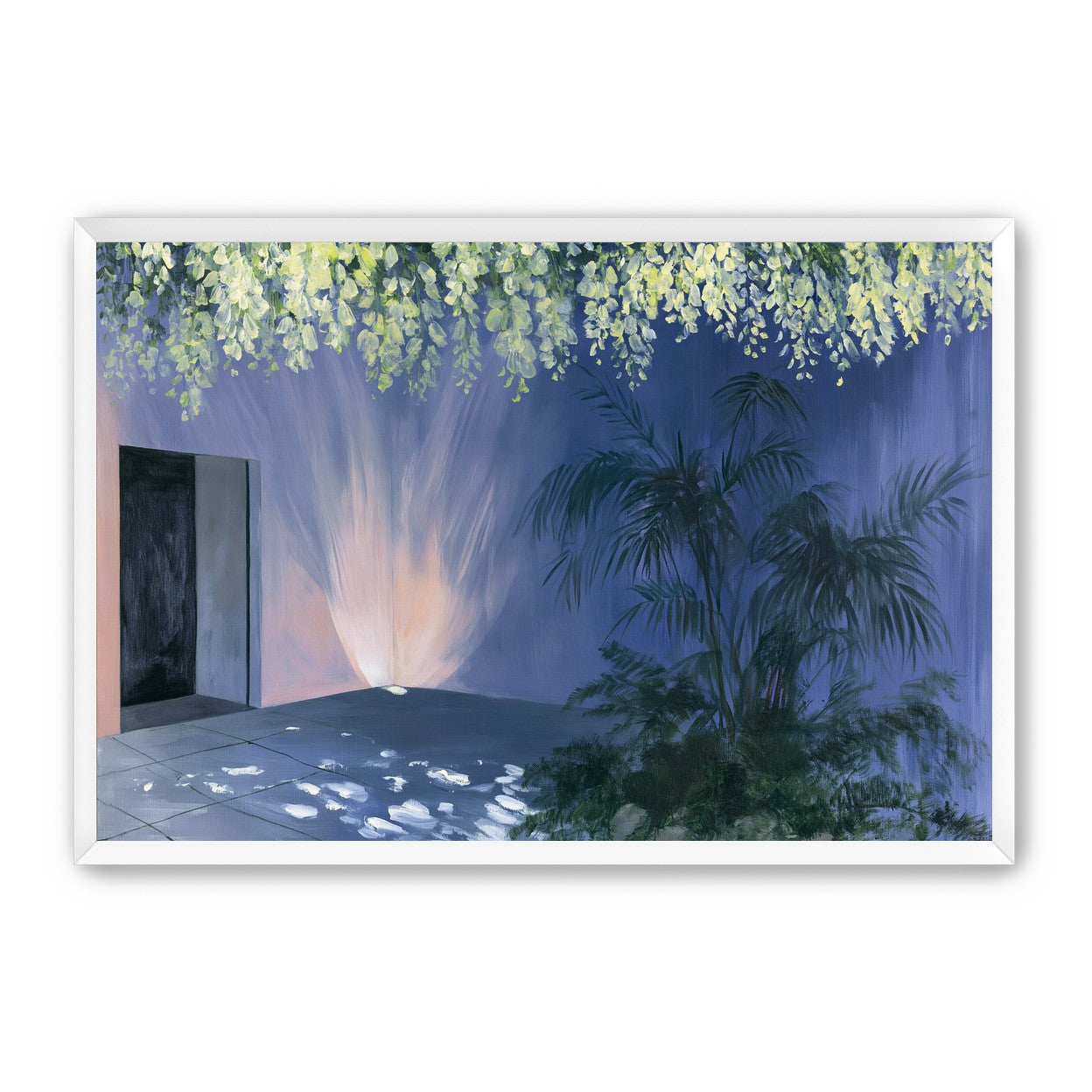 Light beneath hanging blossoms