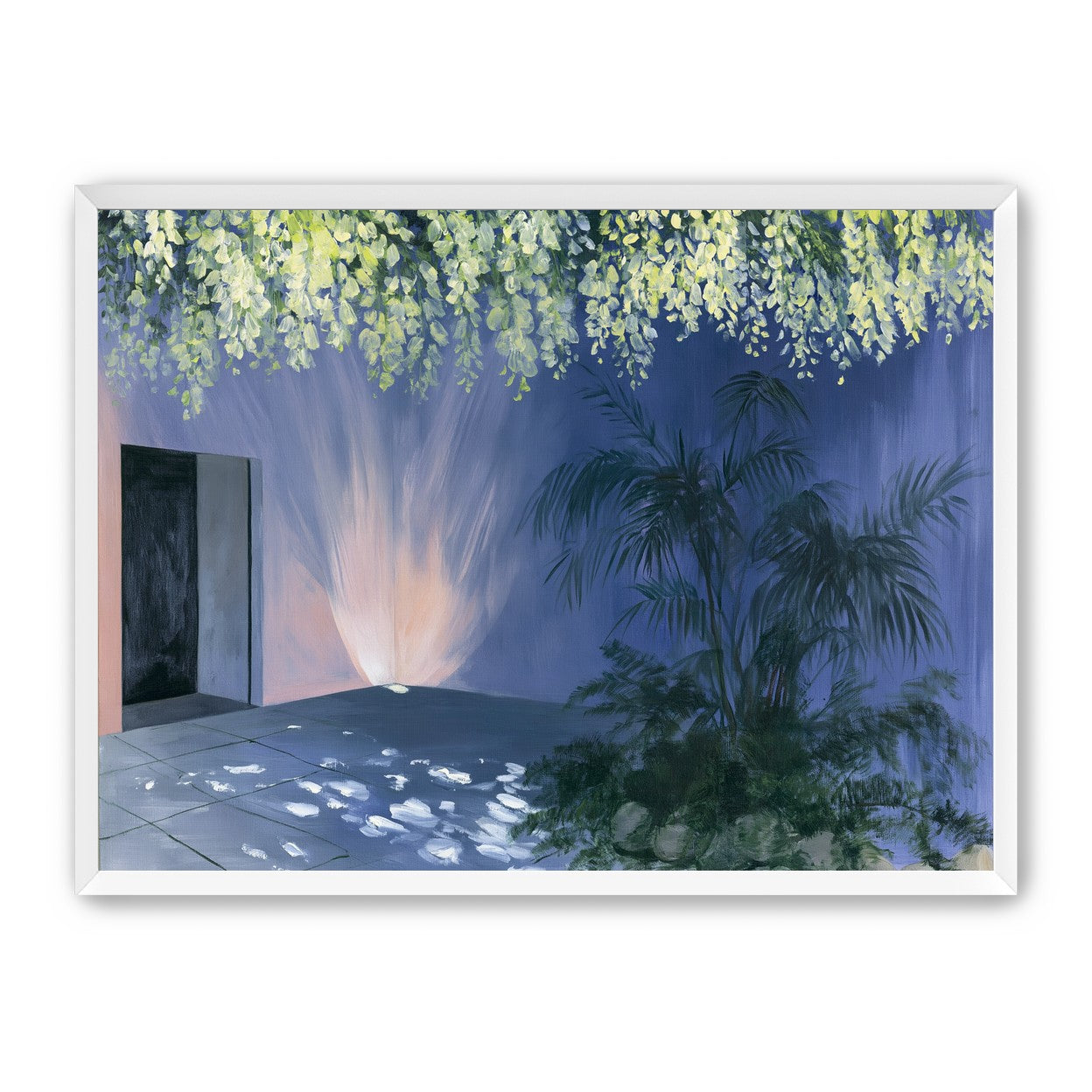 Light beneath hanging blossoms