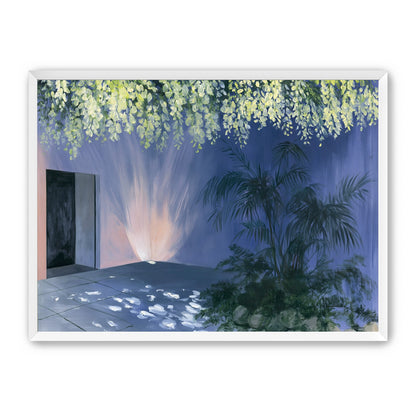 Light beneath hanging blossoms