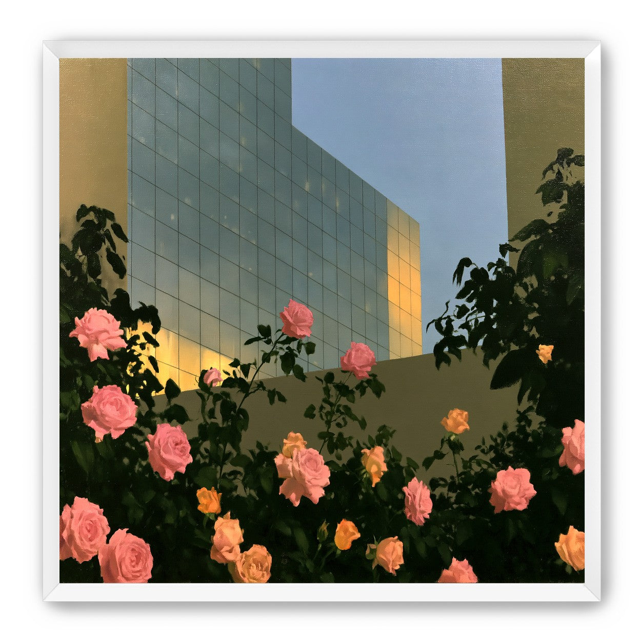 Roses against the glass wall