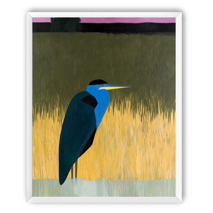 Blue bird in yellow grass