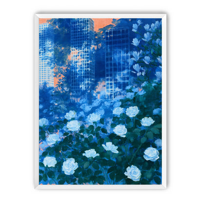 White roses before the towers