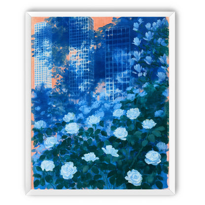 White roses before the towers