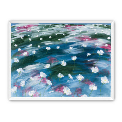 White flowers in windblown hills