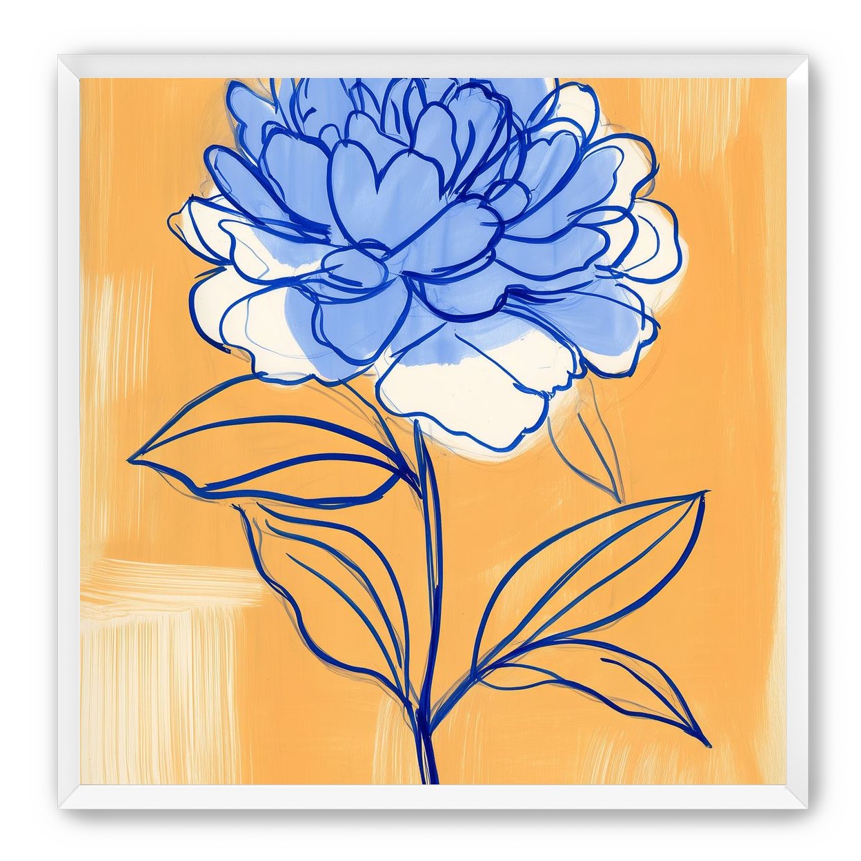 Blue Flower on Orange Field