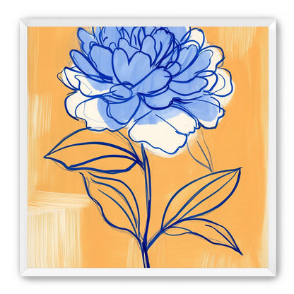 Blue Flower on Orange Field