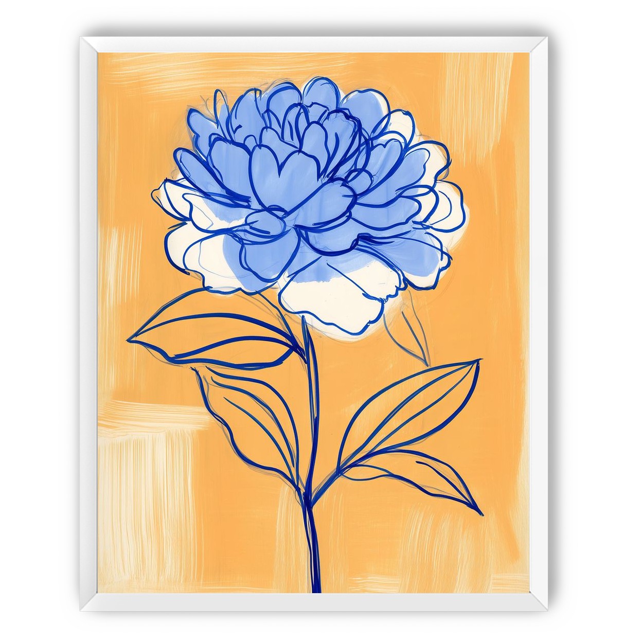 Blue Flower on Orange Field