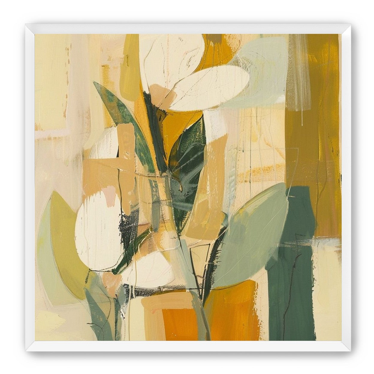 White forms within ochre blocks