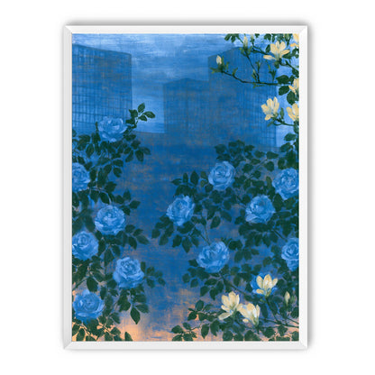 Roses against the blue towers