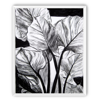 Overlapping Leaves on Dark Ground