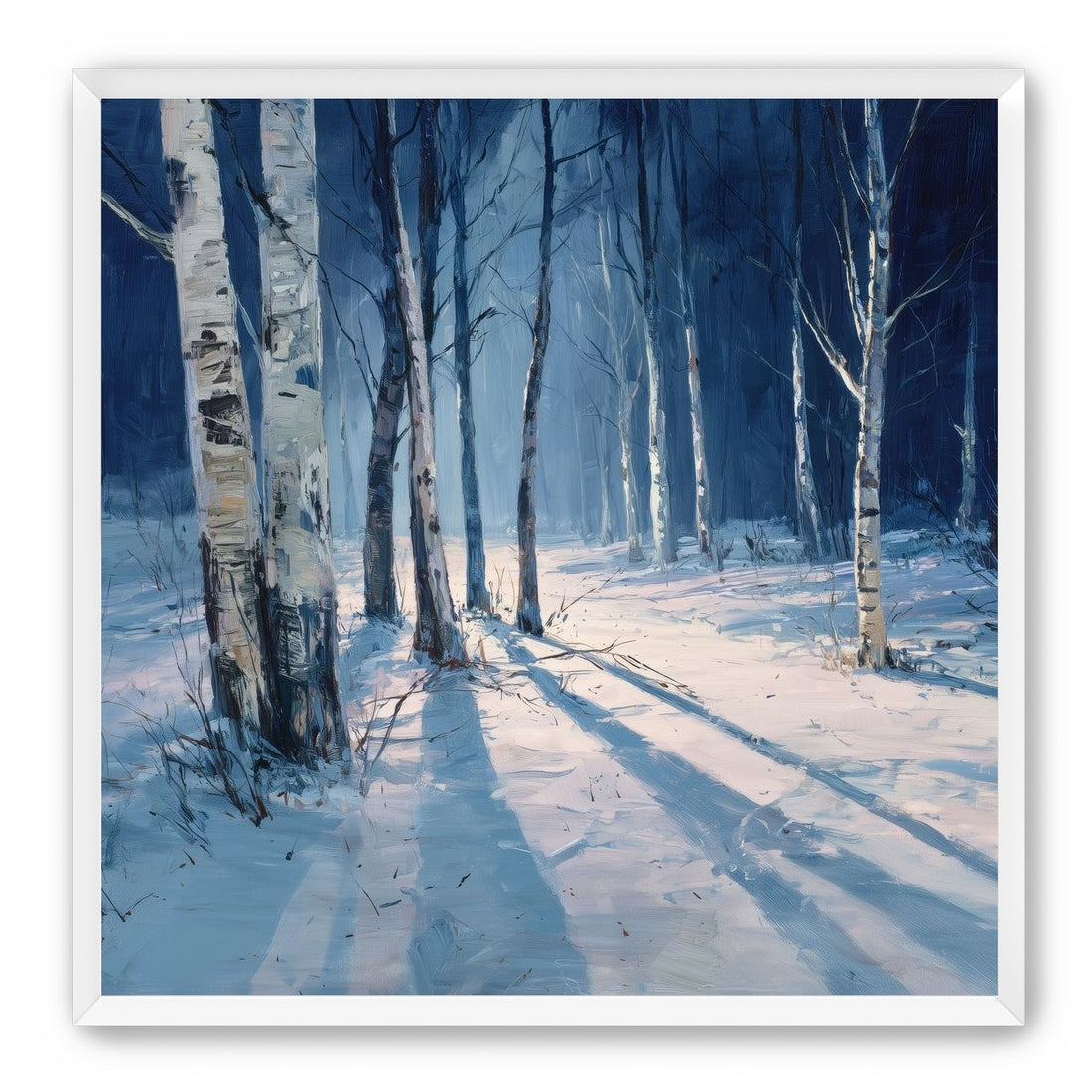 Snow Shadows Between Trunks