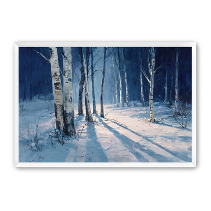 Snow Shadows Between Trunks