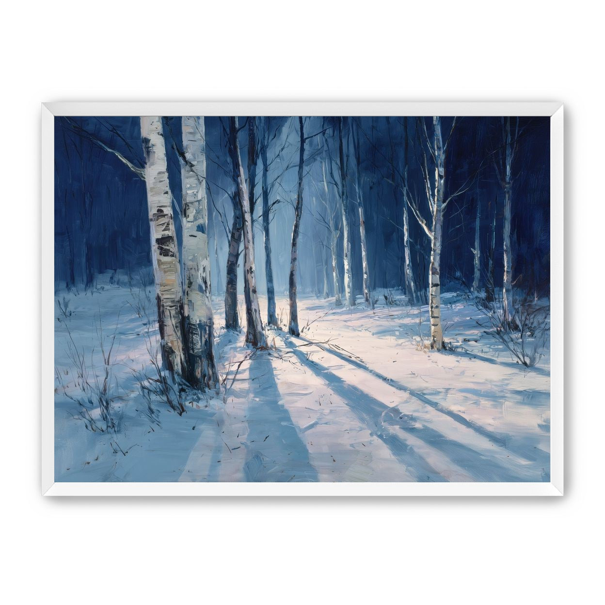 Snow Shadows Between Trunks