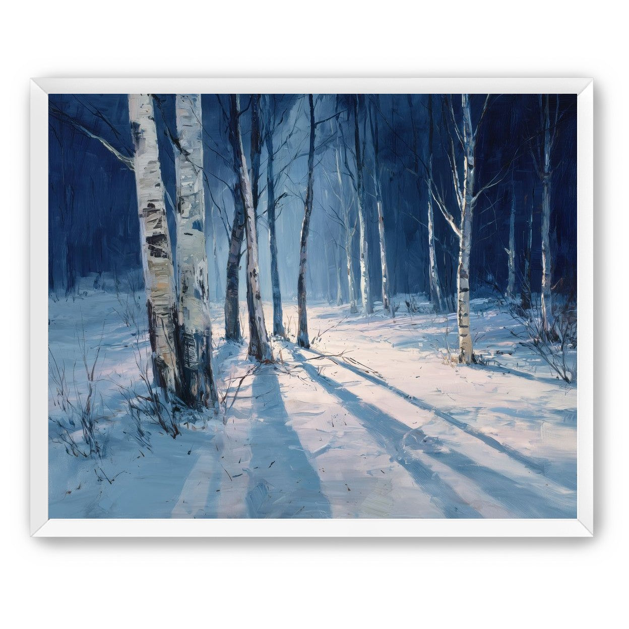 Snow Shadows Between Trunks