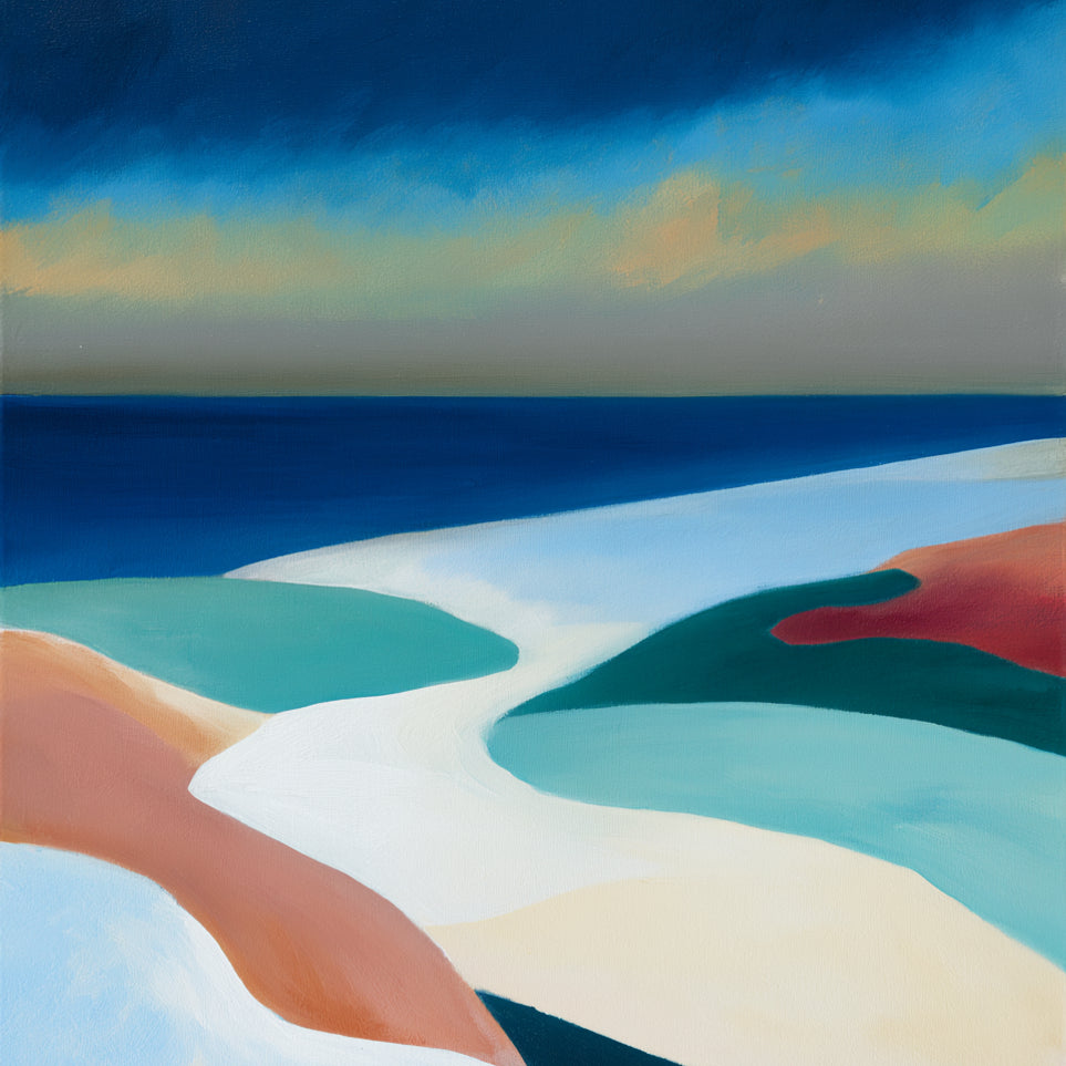 Sandbars under a heavy blue sky