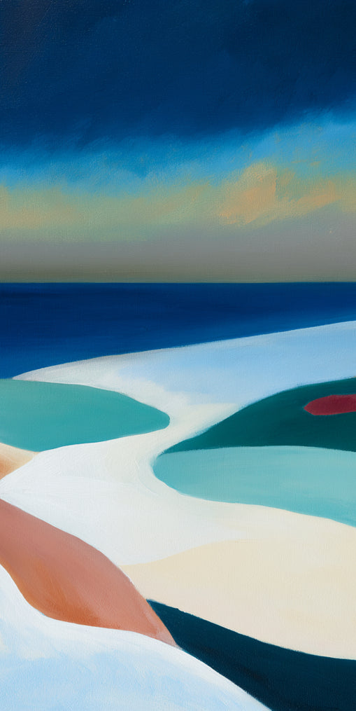 Sandbars under a heavy blue sky