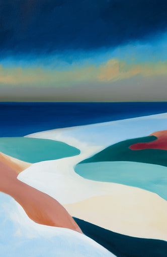 Sandbars under a heavy blue sky