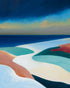 Sandbars under a heavy blue sky