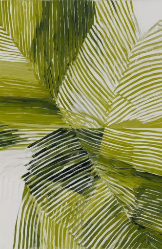 Green bands crossing white ground