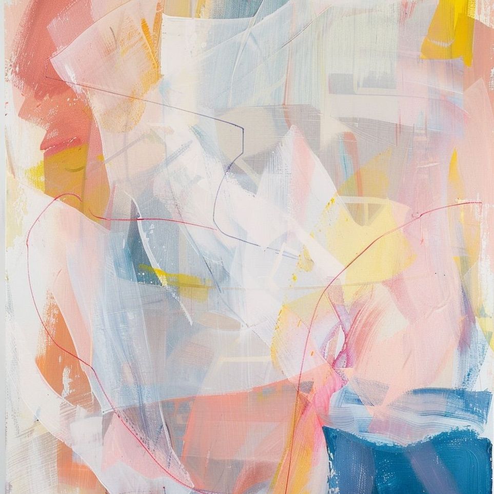 Non-Representational: Pale layers with a red loop
