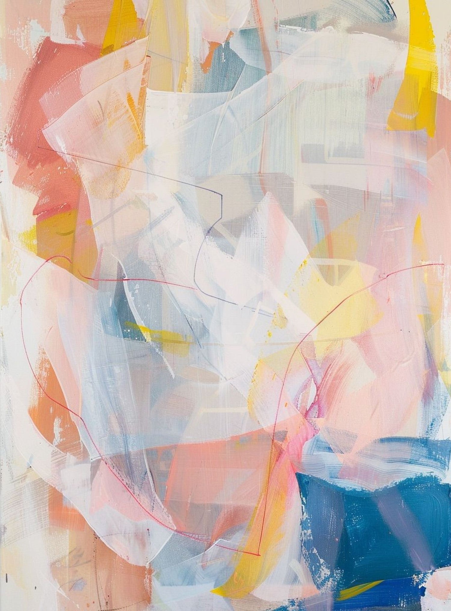 Non-Representational: Pale layers with a red loop