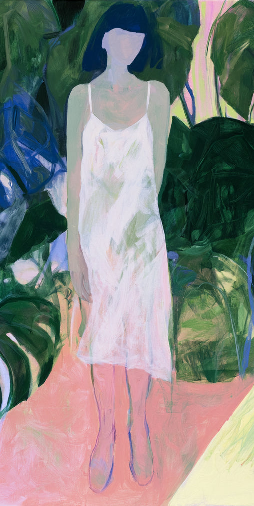 White slip in green shade