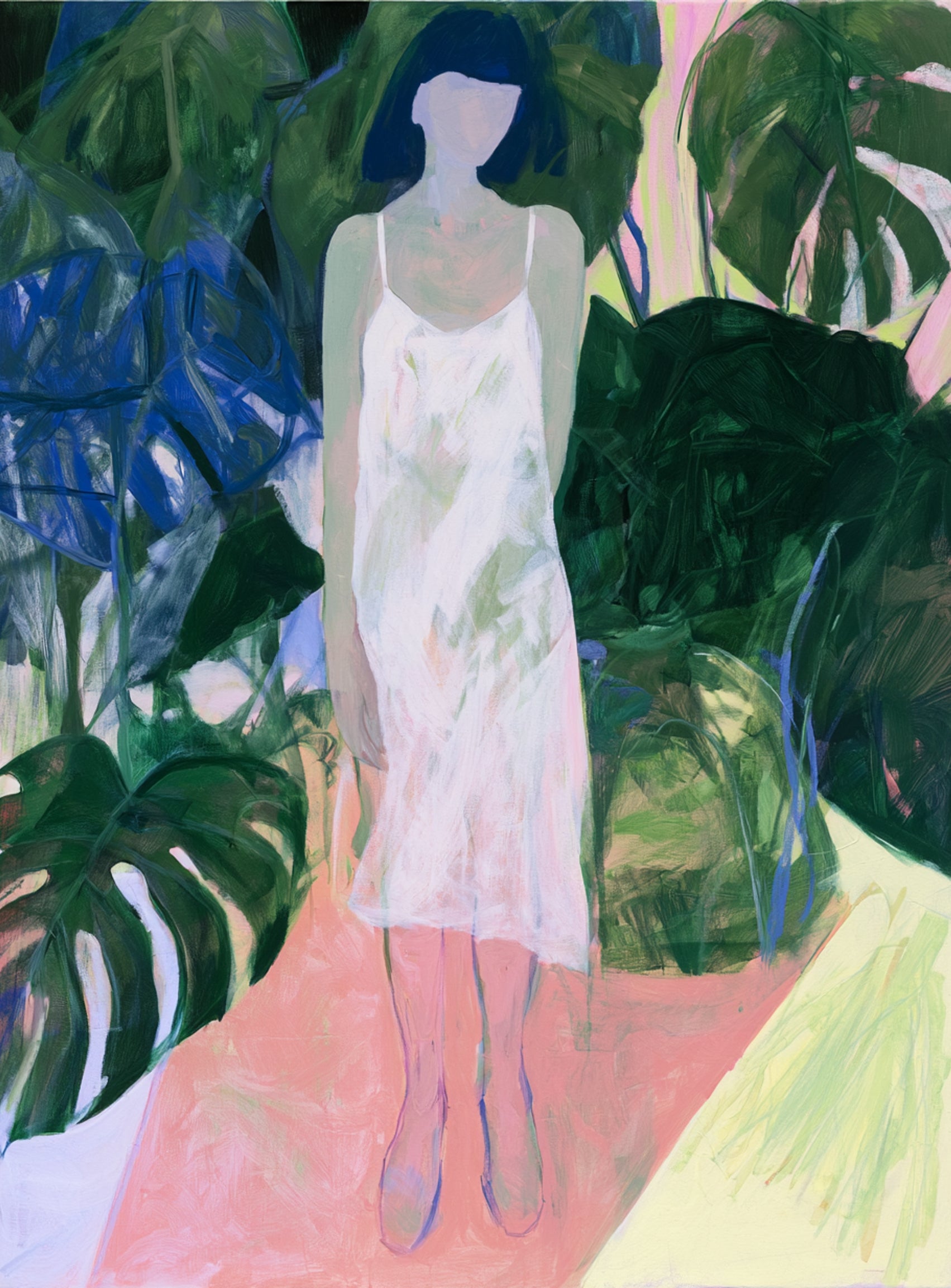 White slip in green shade