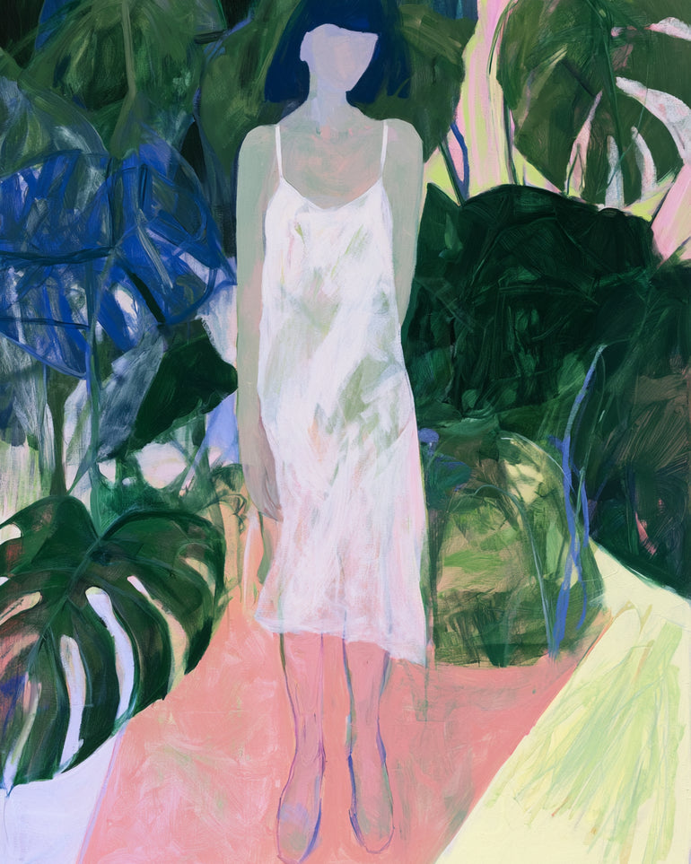 White slip in green shade