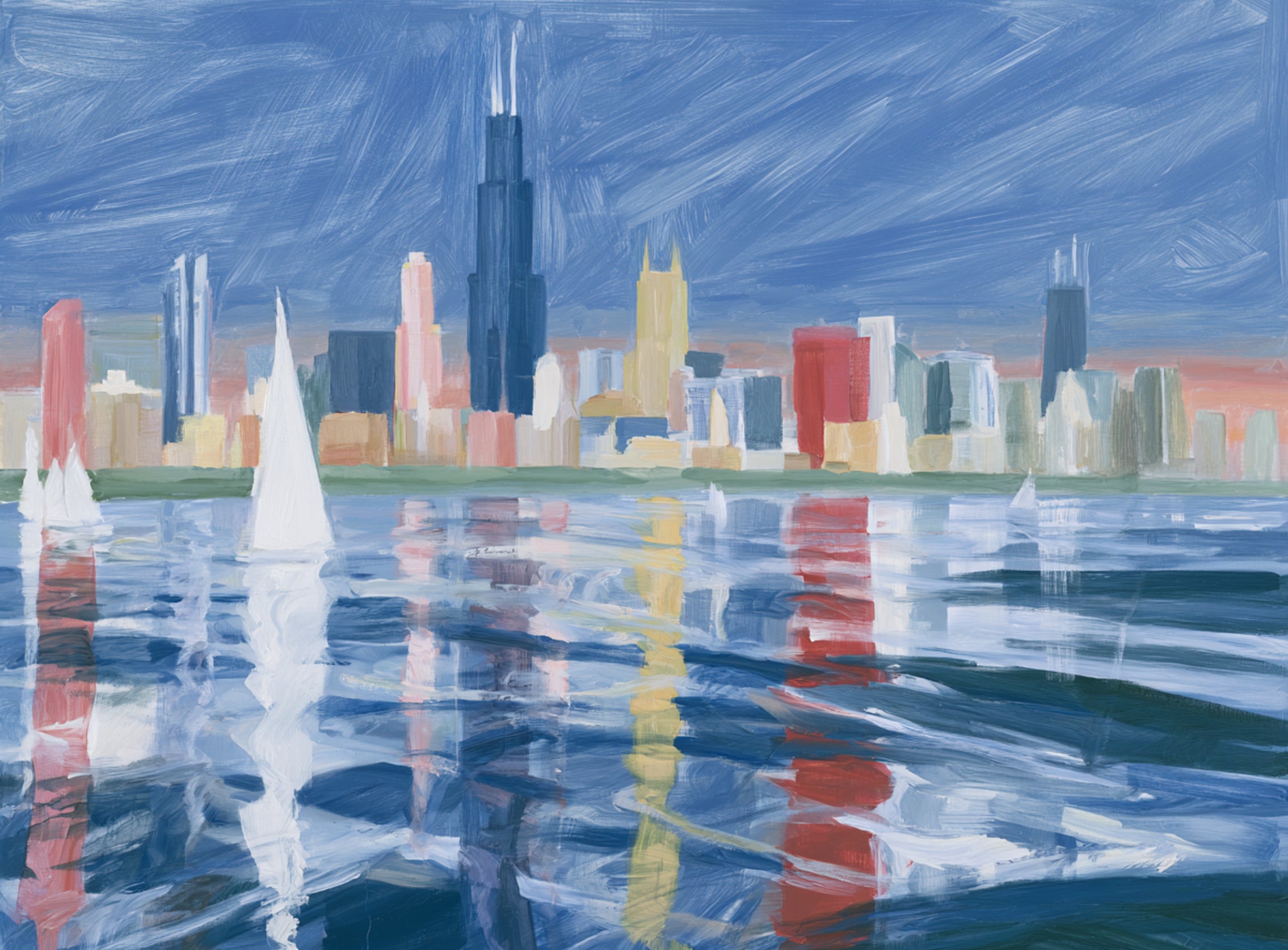 Sailboats before the skyline