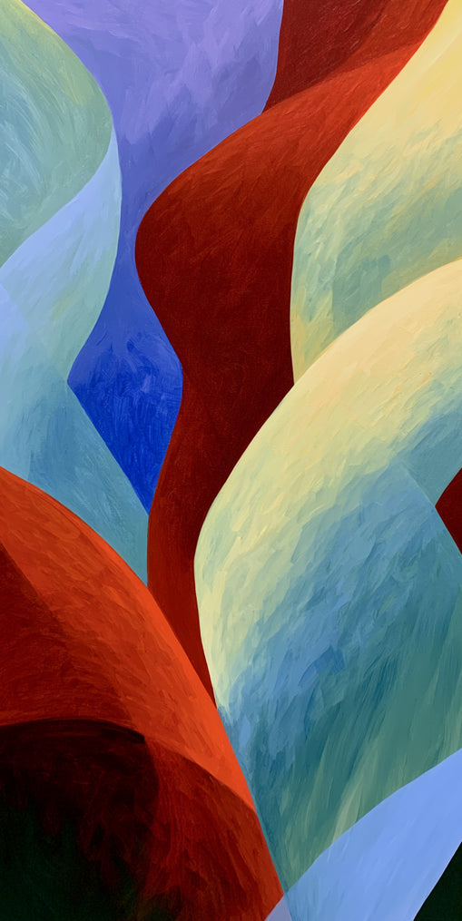 Red slips through cool blues