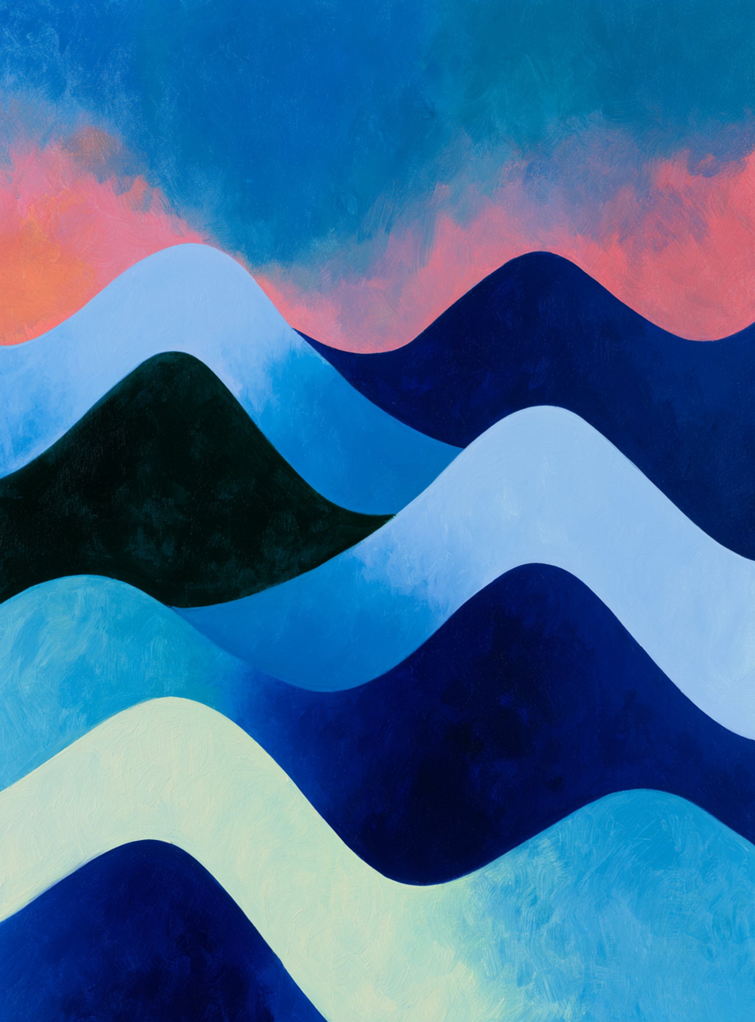 Layered blue hills at dusk