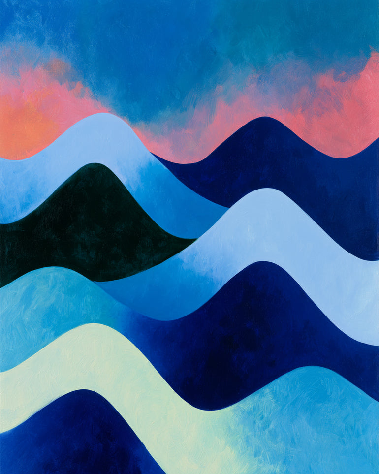 Layered blue hills at dusk