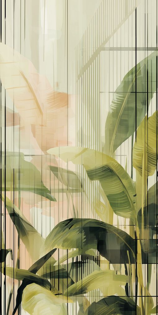 Green leaves in peach light