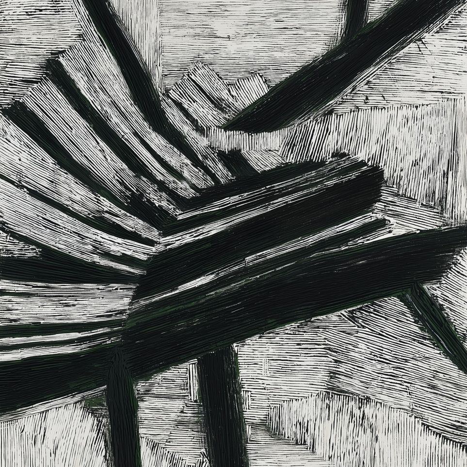 Black cuts through white grain