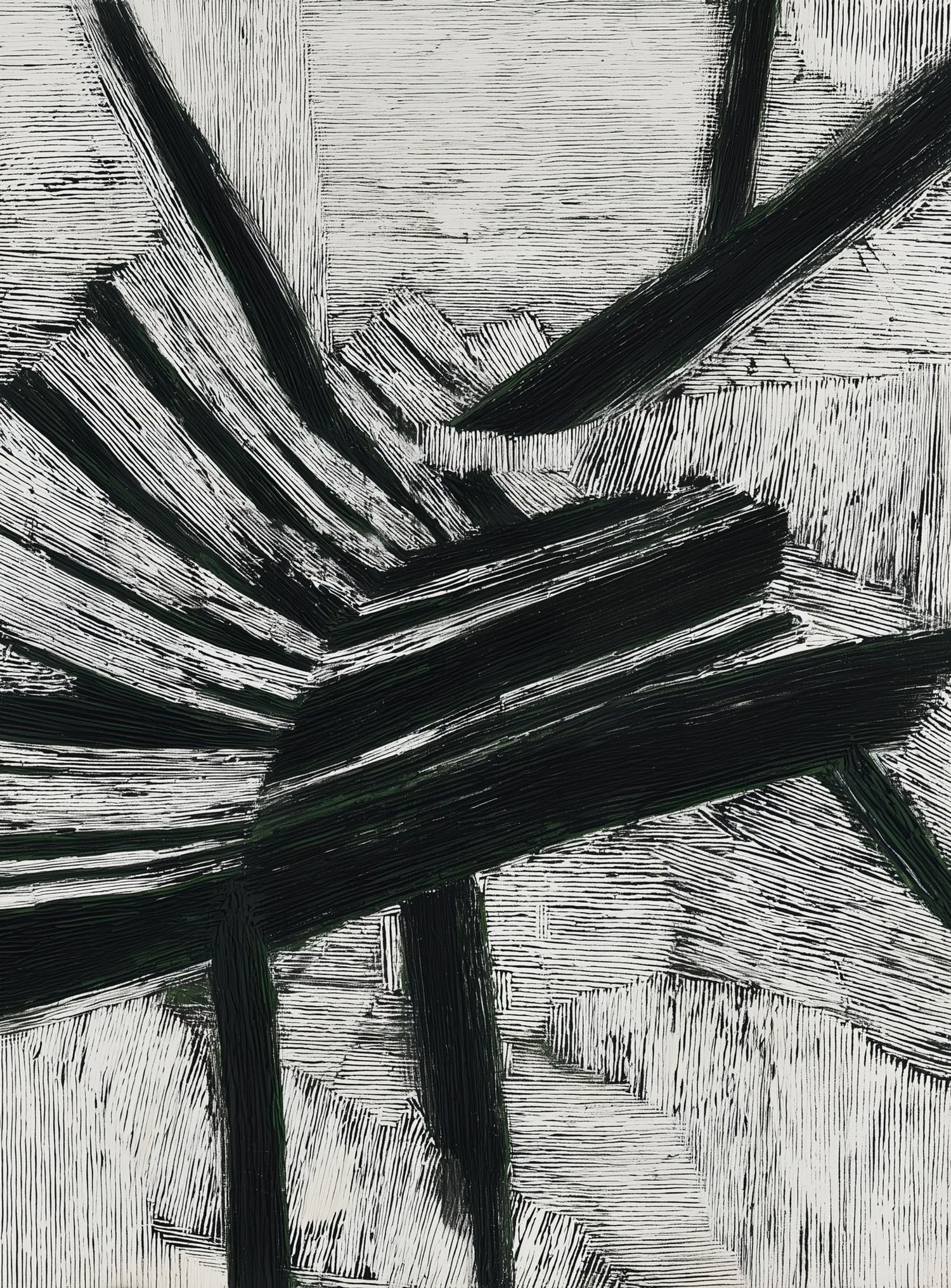 Black cuts through white grain
