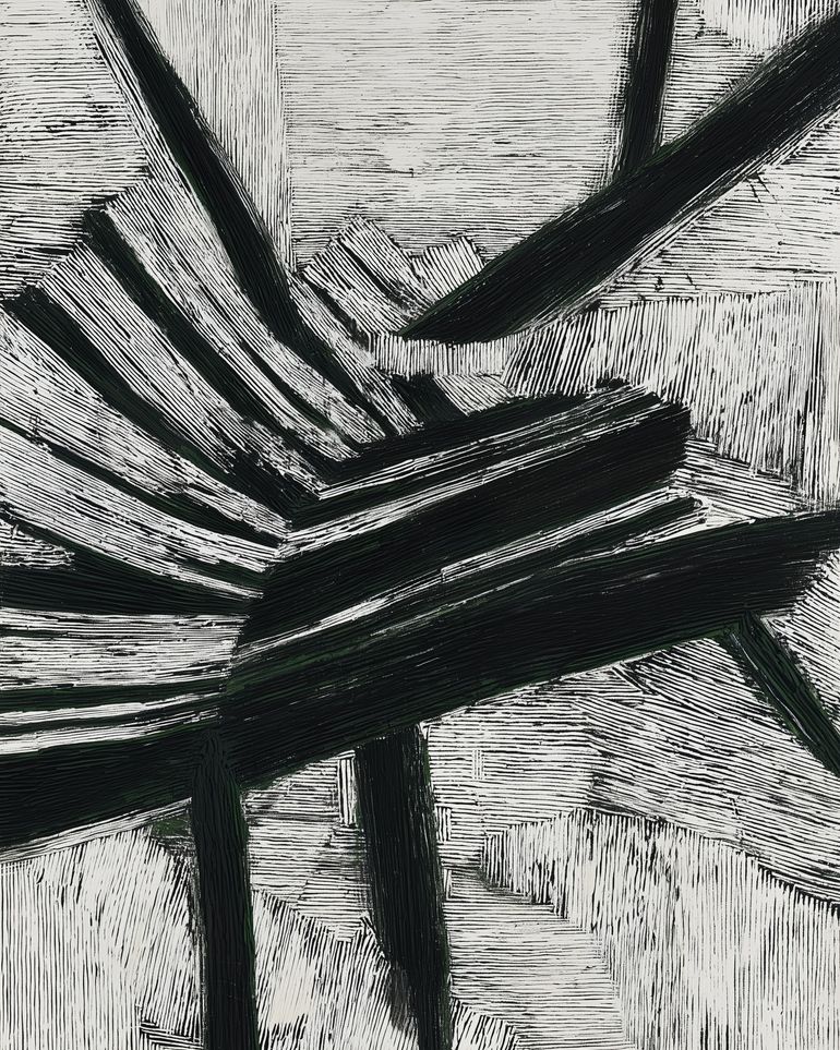 Black cuts through white grain